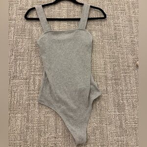 American Eagle Gray Ribbed Bodysuit